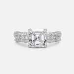 Emerald Cut Moissanite Engagement Ring with Floral Vine Side Stones - Additional view