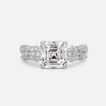 Emerald Cut Lab Diamond Engagement Ring with Floral Vine Side Stones - Additional view