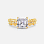 Emerald Cut Moissanite Engagement Ring with Floral Vine Side Stones - Additional view