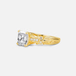 Emerald Cut Moissanite Engagement Ring with Floral Vine Side Stones - Additional view