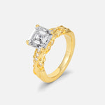 Emerald Cut Moissanite Engagement Ring with Floral Vine Side Stones - Additional view