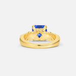 Emerald Cut Sapphire Engagement Ring with Floral Vine Side Stones - Additional view