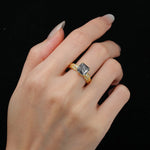 Emerald Cut Black Rutilated Quartz Engagement Ring with Floral Vine Side Stones - Additional view