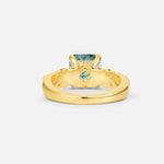 Emerald Cut Moss Agate Engagement Ring with Floral Vine Side Stones - Additional view