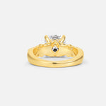 Emerald Cut Lab Diamond Engagement Ring with Floral Vine Side Stones - Additional view