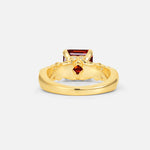 Emerald Cut Garnet Engagement Ring with Floral Vine Side Stones - Additional view