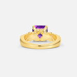 Emerald Cut Amethyst Engagement Ring with Floral Vine Side Stones - Additional view