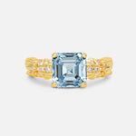 Emerald Cut Aquamarine Engagement Ring with Floral Vine Side Stones - Additional view