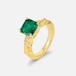 Emerald Cut Emerald Engagement Ring with Floral Vine Side Stones - Additional view