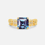 Emerald Cut Alexandrite Engagement Ring with Floral Vine Side Stones - Additional view