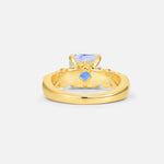 Emerald Cut Moonstone Engagement Ring with Floral Vine Side Stones - Additional view