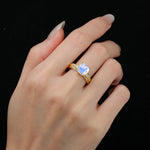 Emerald Cut Moonstone Engagement Ring with Floral Vine Side Stones - Additional view