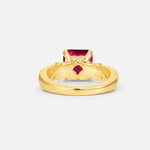 Emerald Cut Ruby Engagement Ring with Floral Vine Side Stones - Additional view