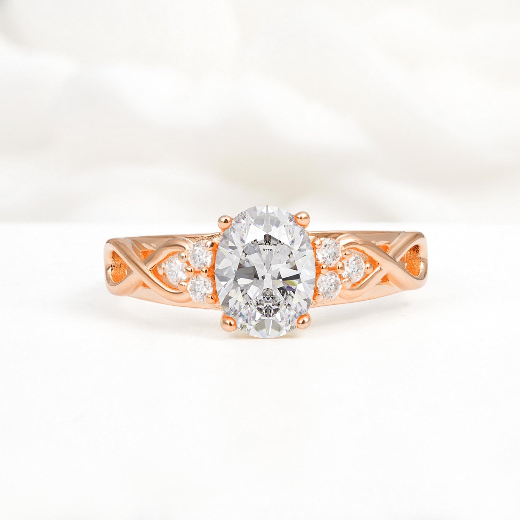 Oval Cut Moissanite Infinity Engagement Ring - Additional view