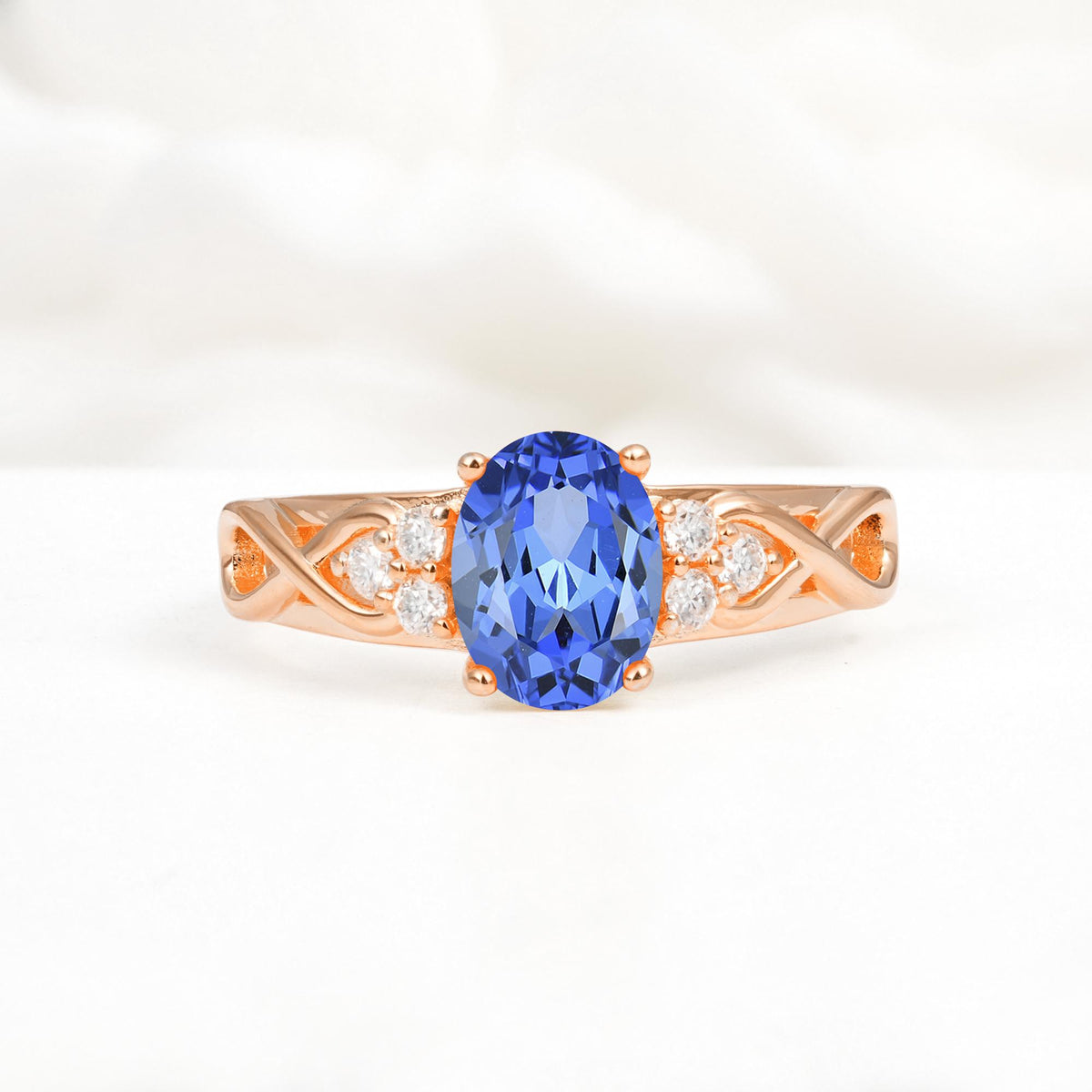 Oval Cut Sapphire Infinity Engagement Ring - Additional view