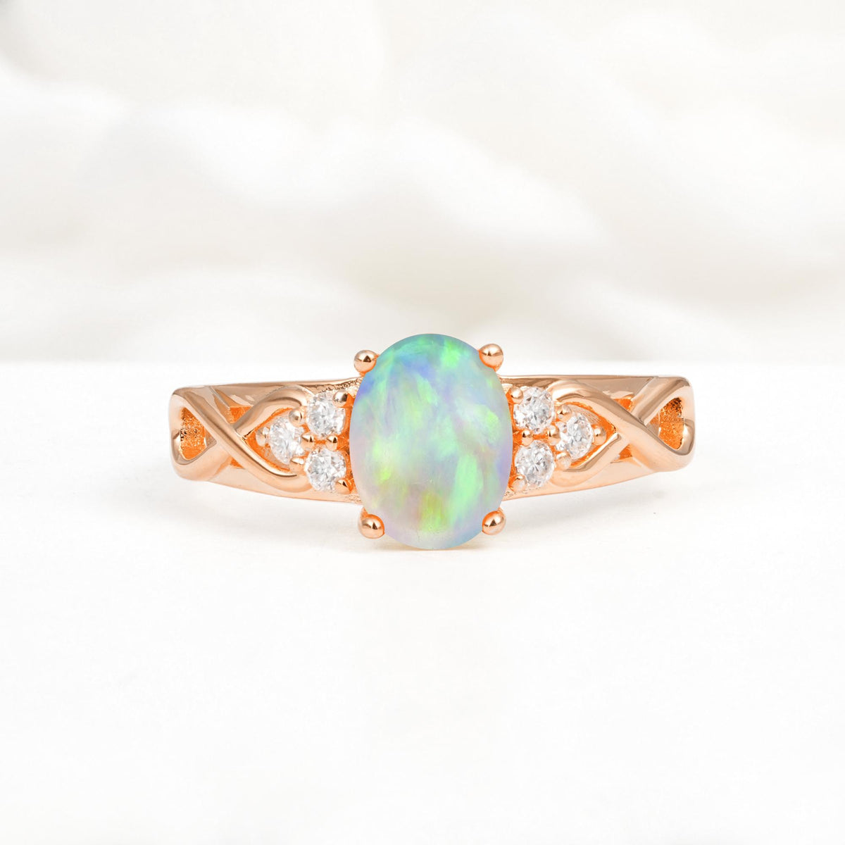 Oval Cut Fire Opal Infinity Engagement Ring - Additional view