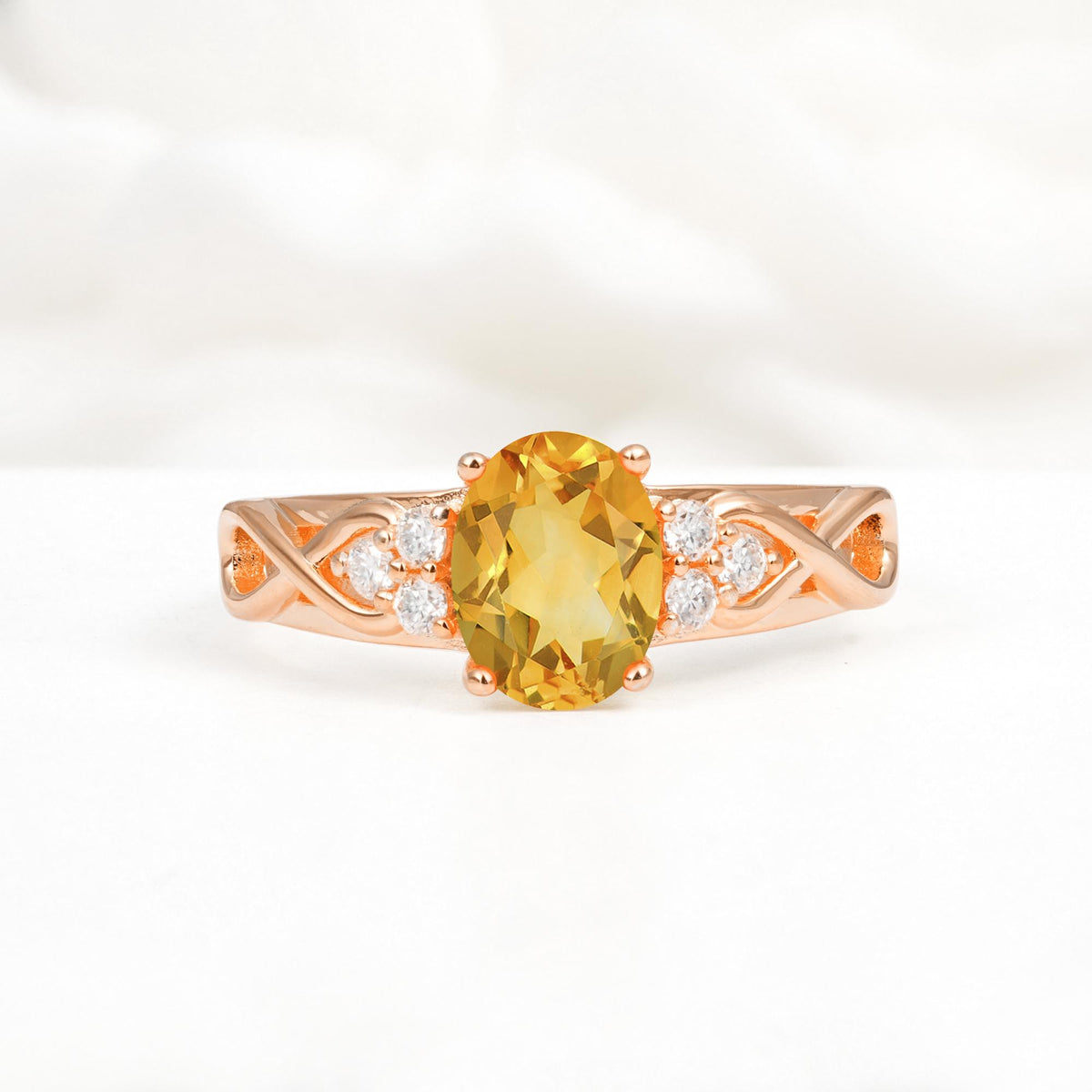Oval Cut Citrine Infinity Engagement Ring - Additional view