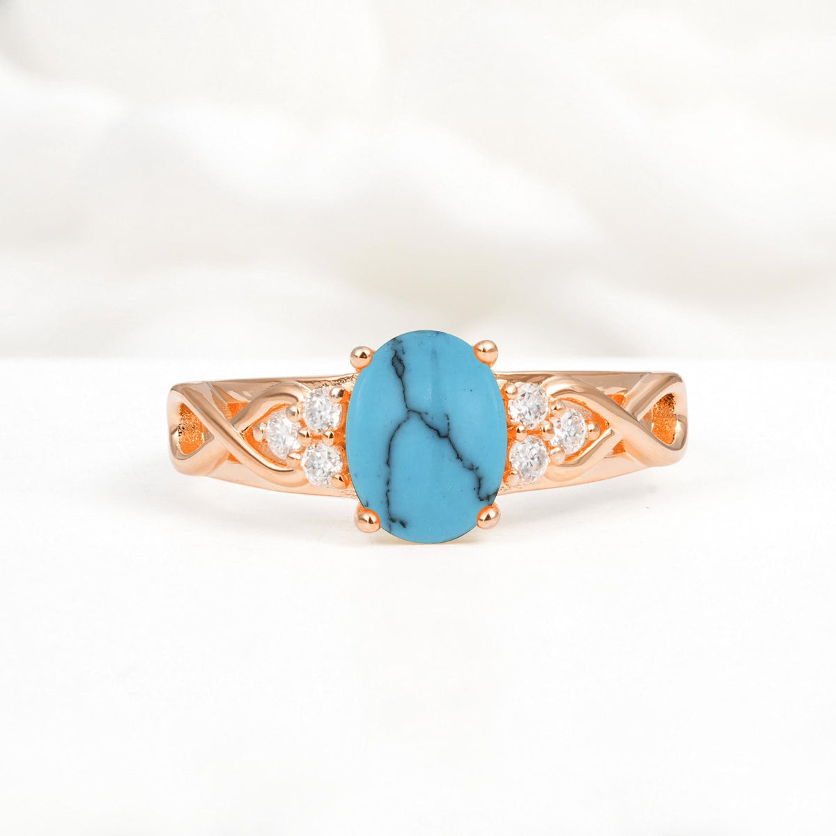 Oval Cut Turquoise Infinity Engagement Ring - Additional view