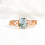 Oval Cut Moss Agate Infinity Engagement Ring - Additional view