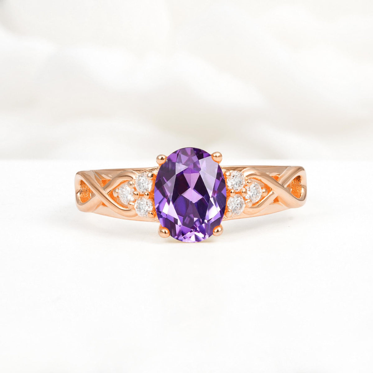 Oval Cut Amethyst Infinity Engagement Ring - Additional view