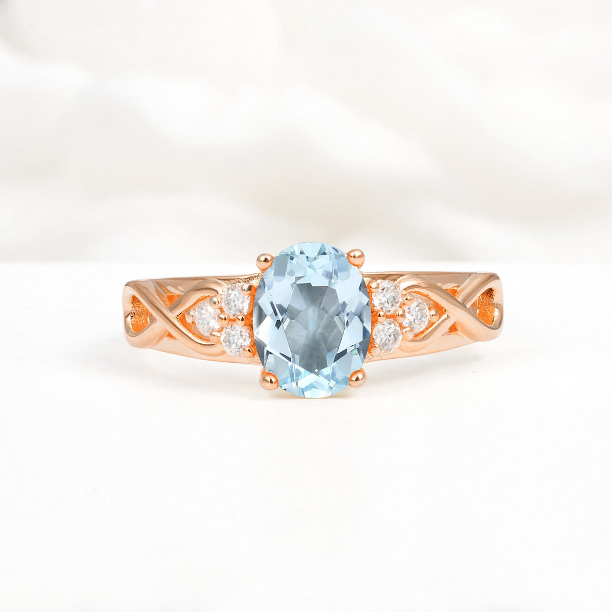 Oval Cut Aquamarine Infinity Engagement Ring - Additional view