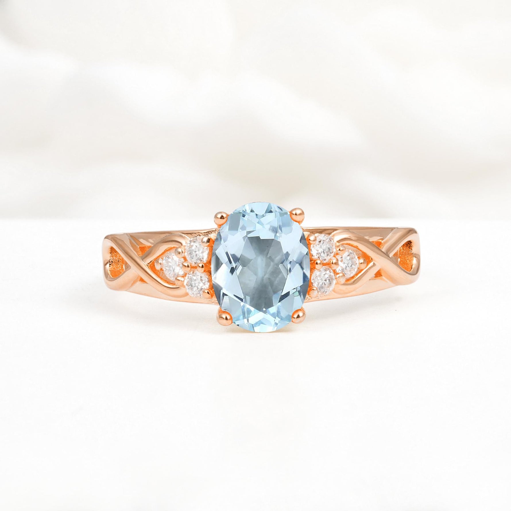 Oval Cut Aquamarine Infinity Engagement Ring - Additional view