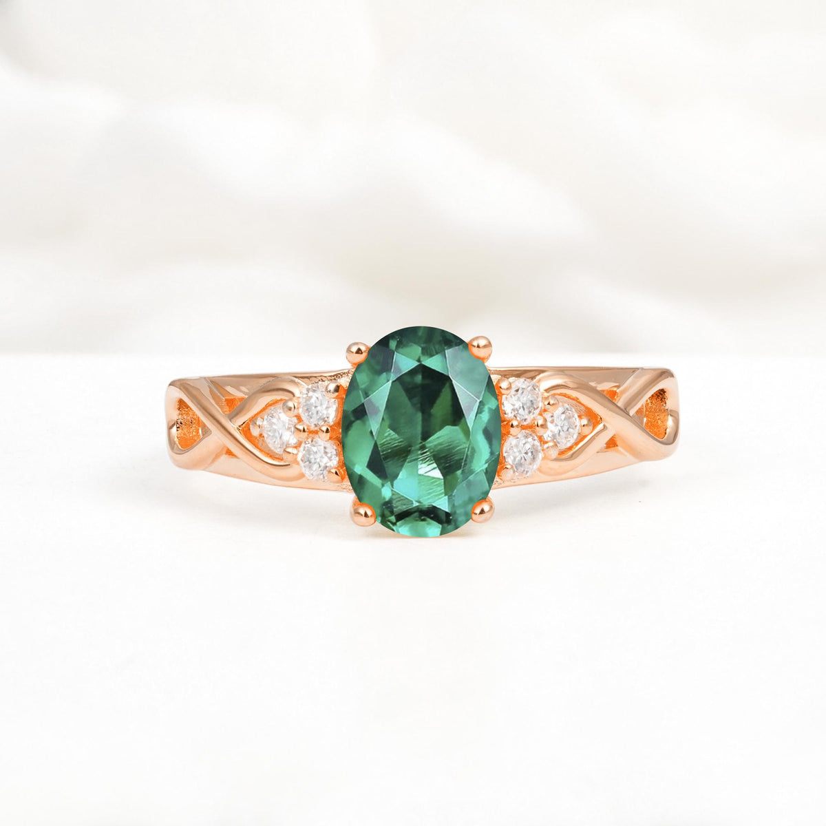 Oval Cut Emerald Infinity Engagement Ring - Additional view
