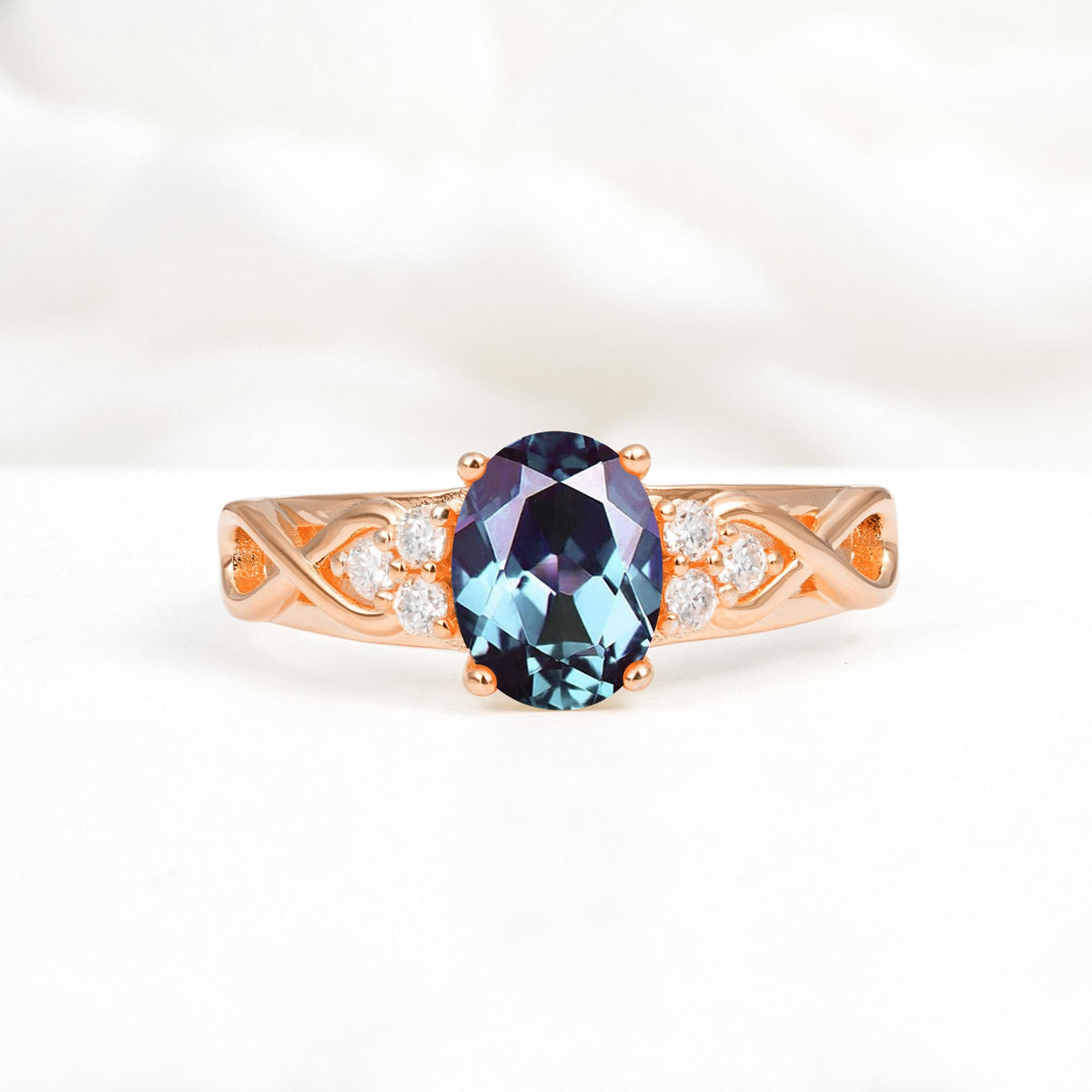 Oval Cut Alexandrite Infinity Engagement Ring - Additional view