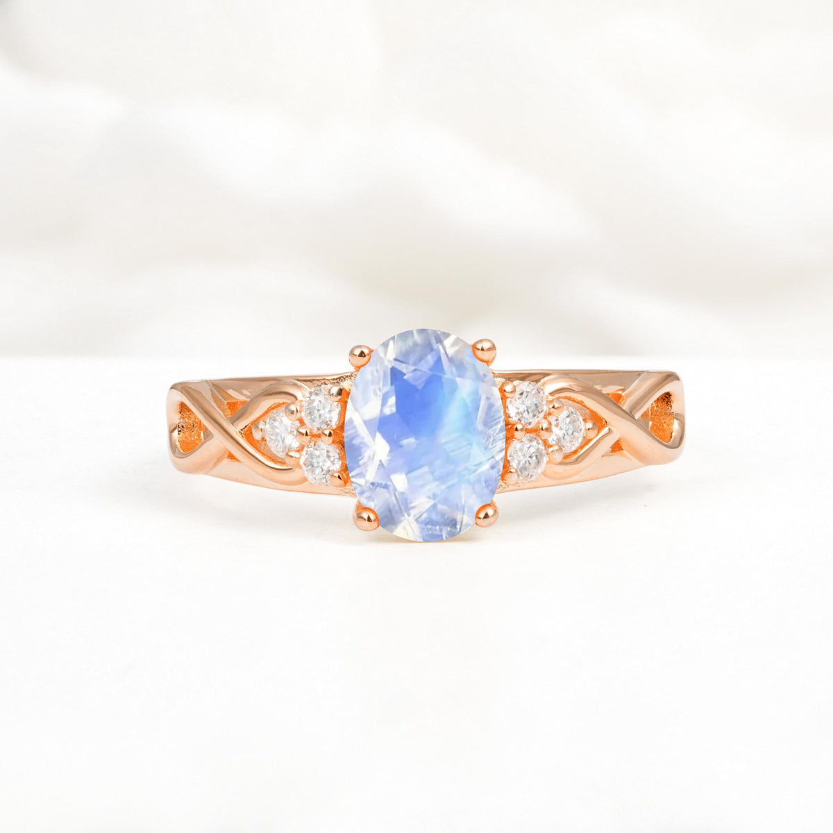 Oval Cut Moonstone Infinity Engagement Ring - Additional view