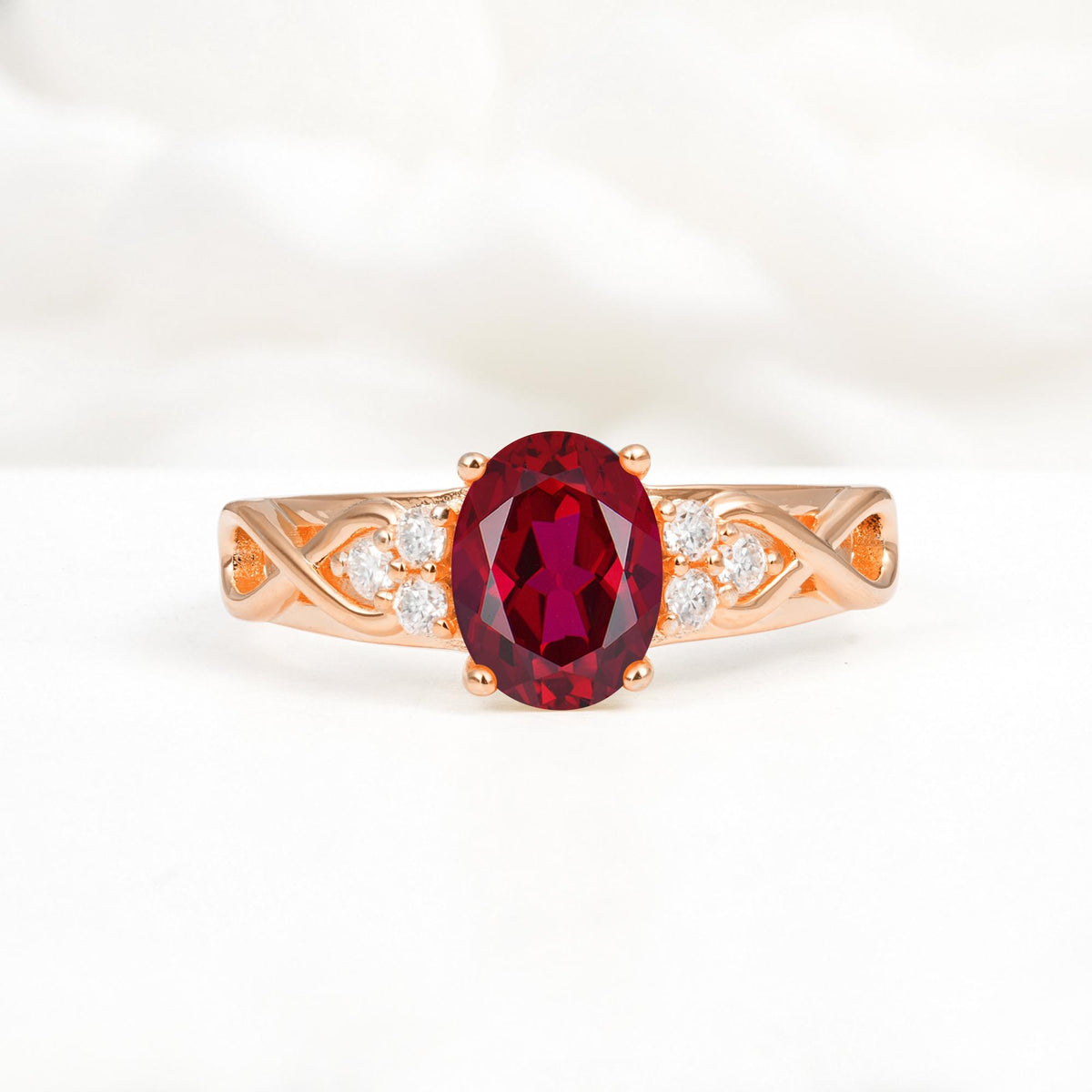 Oval Cut Ruby Infinity Engagement Ring - Additional view