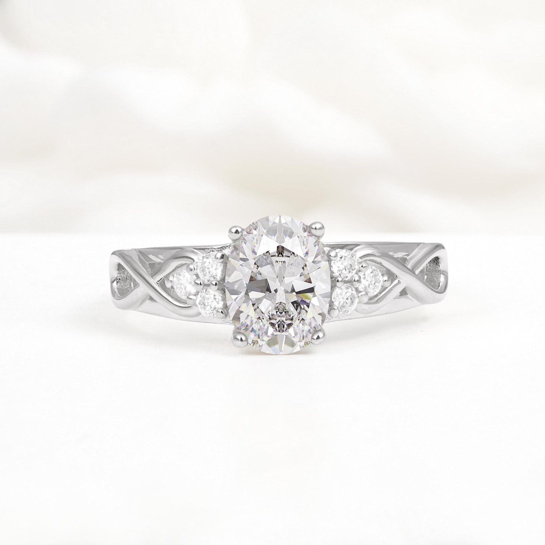 Oval Cut Moissanite Infinity Engagement Ring - Additional view