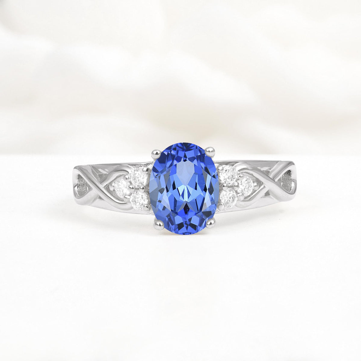 Oval Cut Sapphire Infinity Engagement Ring - Additional view