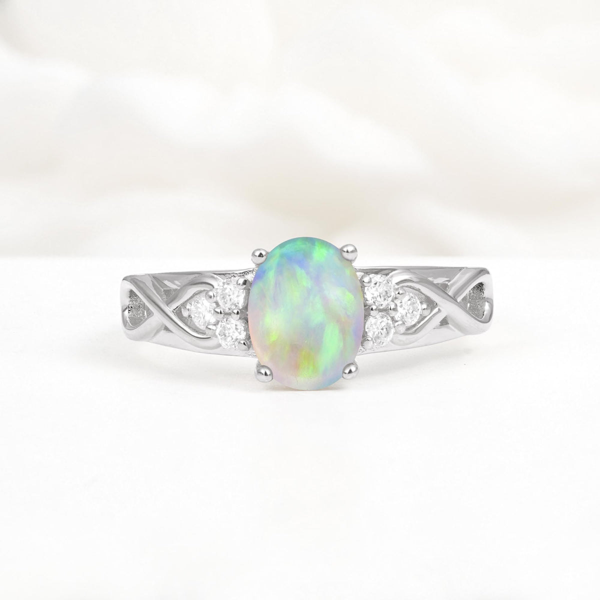 Oval Cut Fire Opal Infinity Engagement Ring - Additional view
