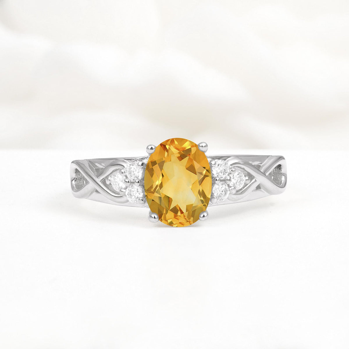 Oval Cut Citrine Infinity Engagement Ring - Additional view