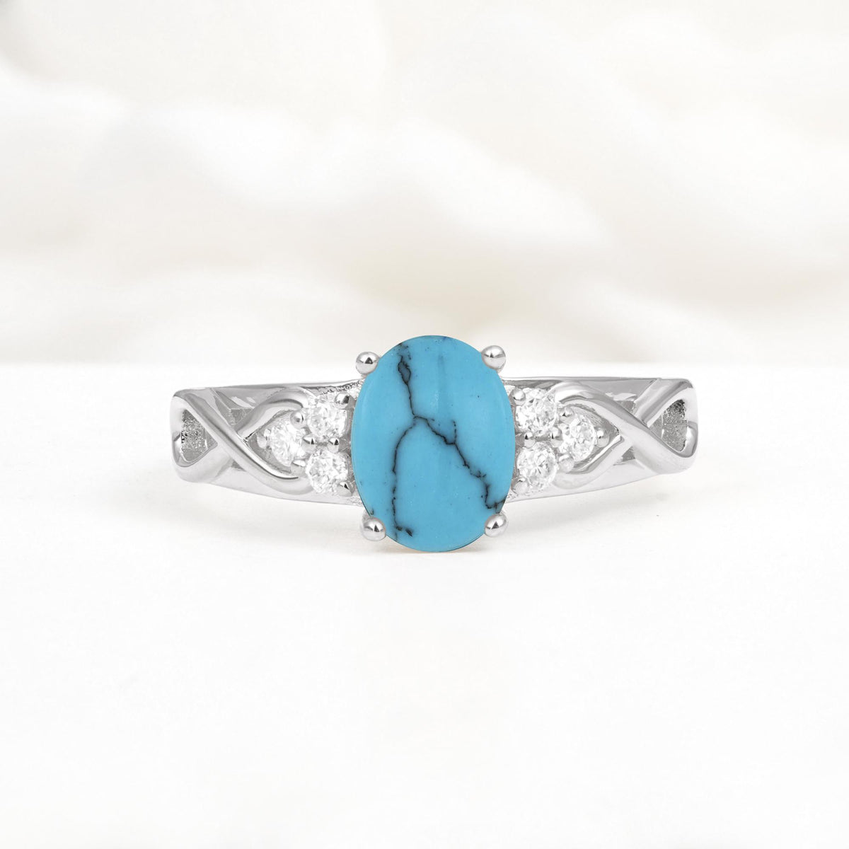 Oval Cut Turquoise Infinity Engagement Ring - Additional view