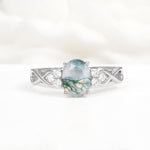 Oval Cut Moss Agate Infinity Engagement Ring - Additional view