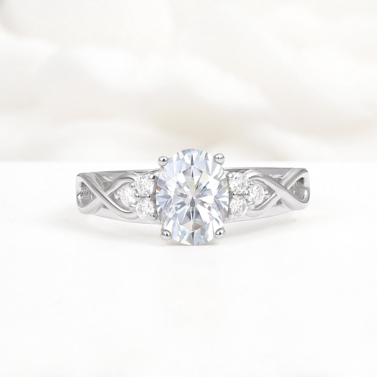 Oval Cut Lab Diamond Infinity Engagement Ring - Additional view
