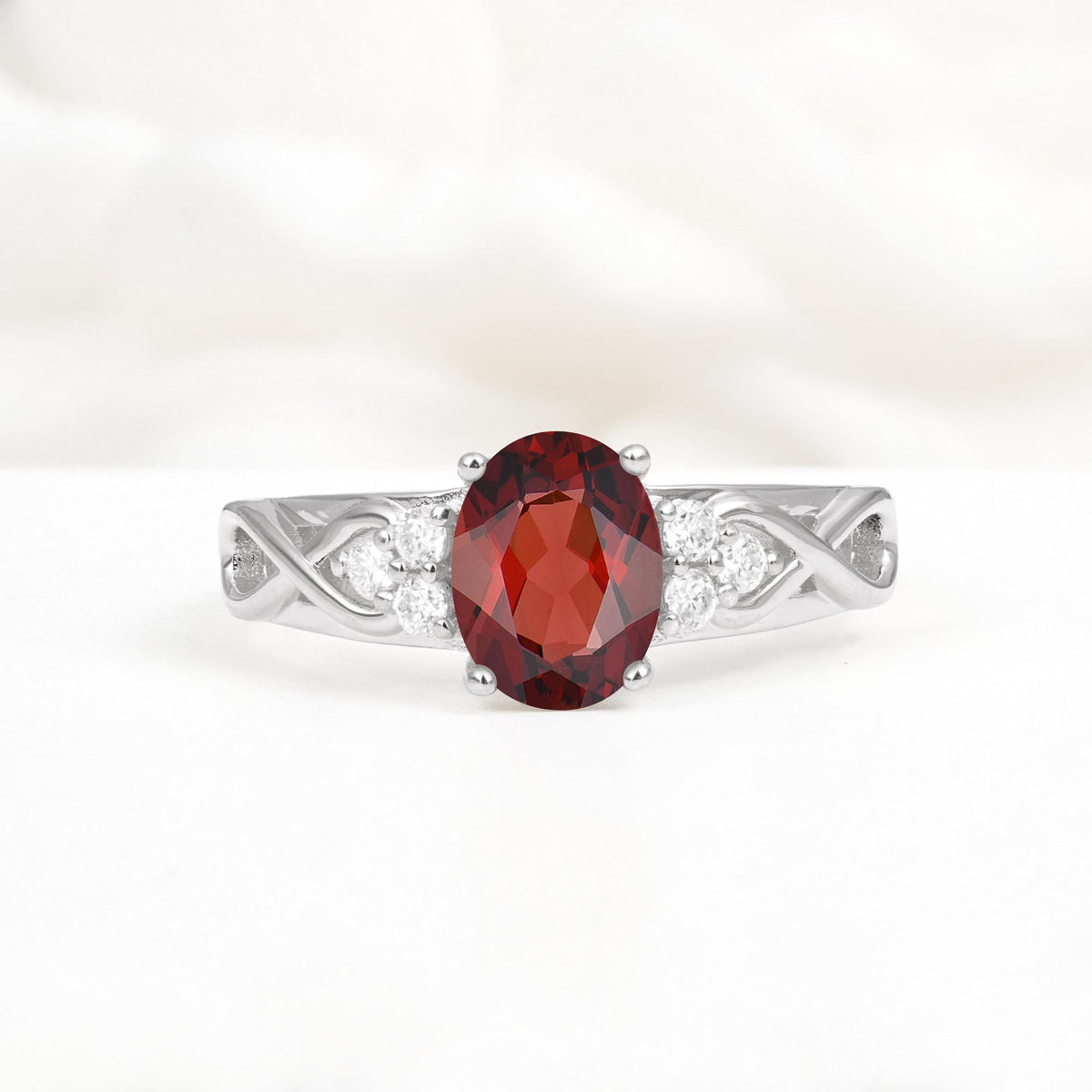 Oval Cut Garnet Infinity Engagement Ring - Additional view