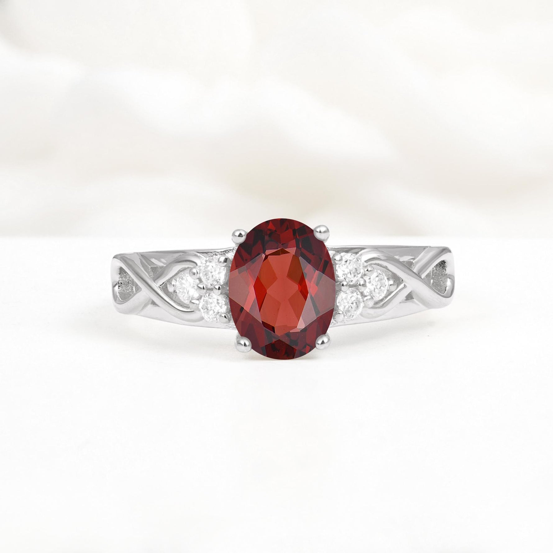 Oval Cut Garnet Infinity Engagement Ring - Additional view