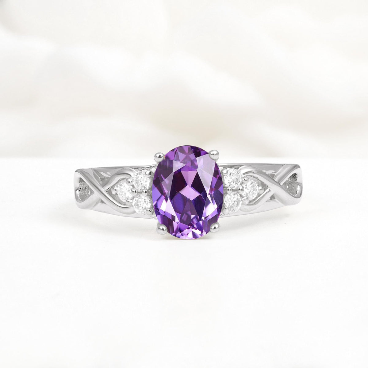 Oval Cut Amethyst Infinity Engagement Ring - Additional view