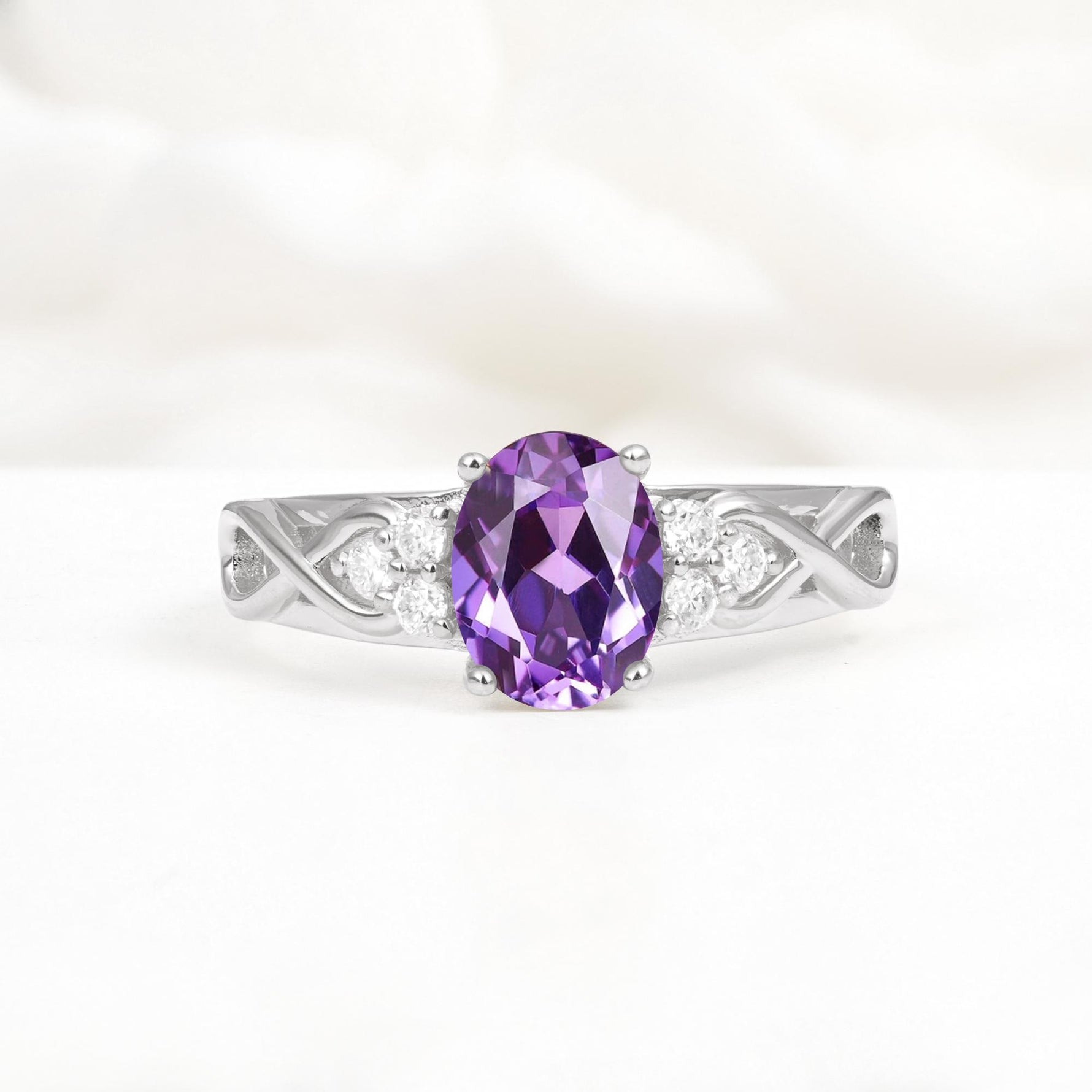 Oval Cut Amethyst Infinity Engagement Ring - Additional view