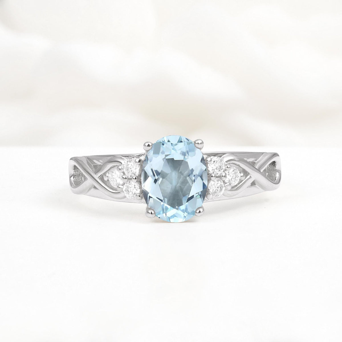 Oval Cut Aquamarine Infinity Engagement Ring - Additional view