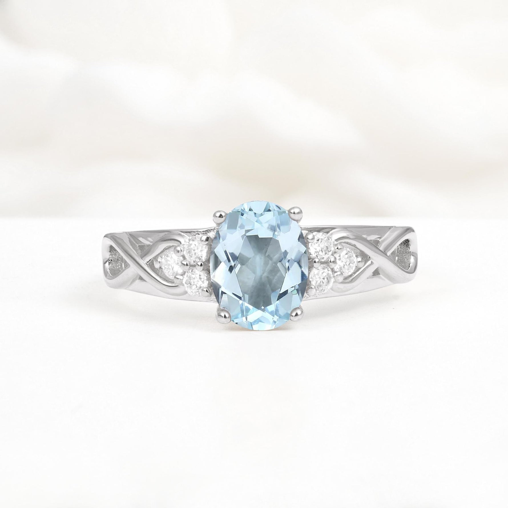Oval Cut Aquamarine Infinity Engagement Ring - Additional view