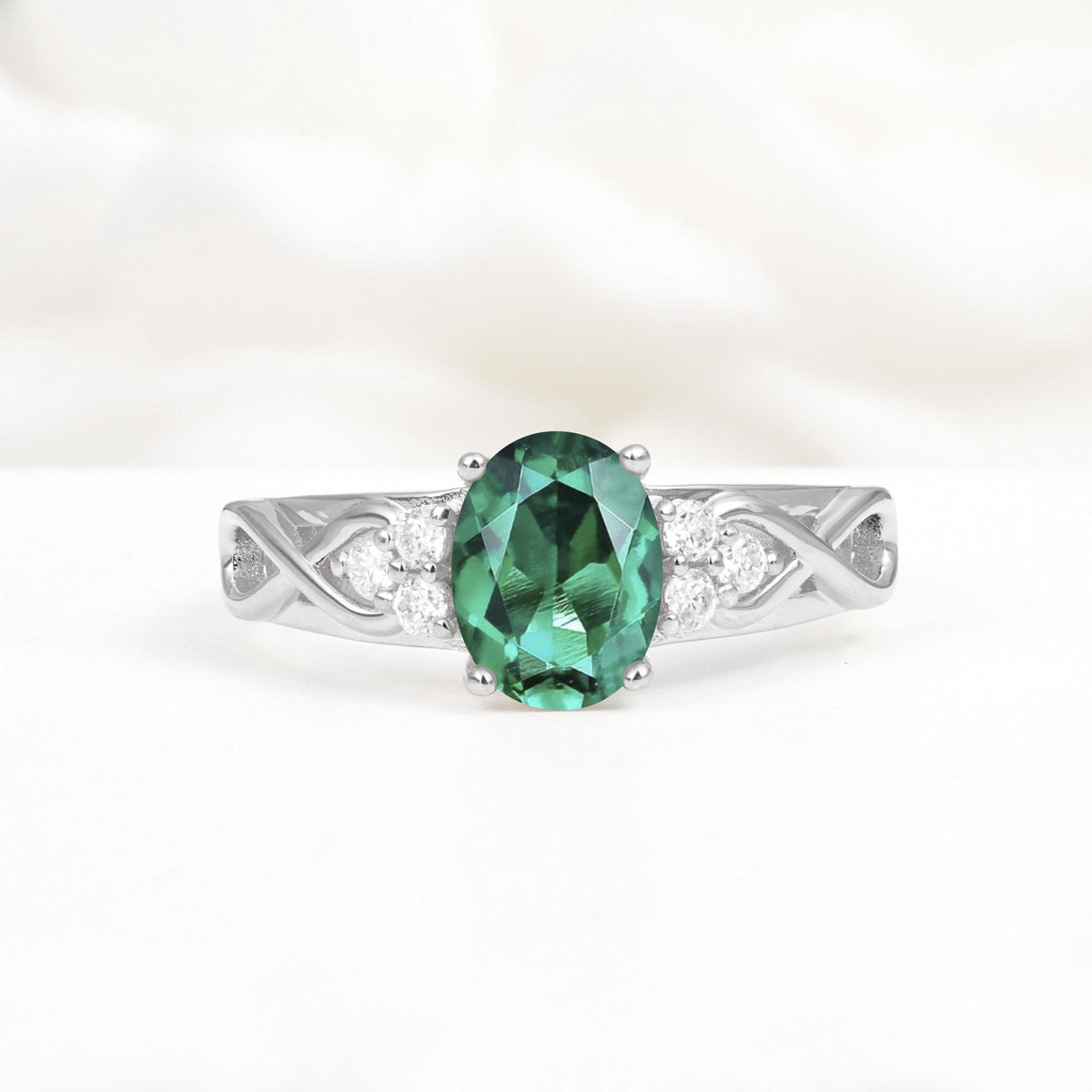Oval Cut Emerald Infinity Engagement Ring - Additional view