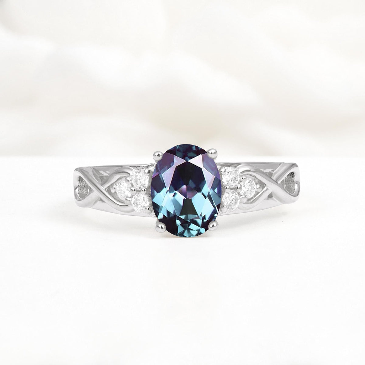 Oval Cut Alexandrite Infinity Engagement Ring - Additional view