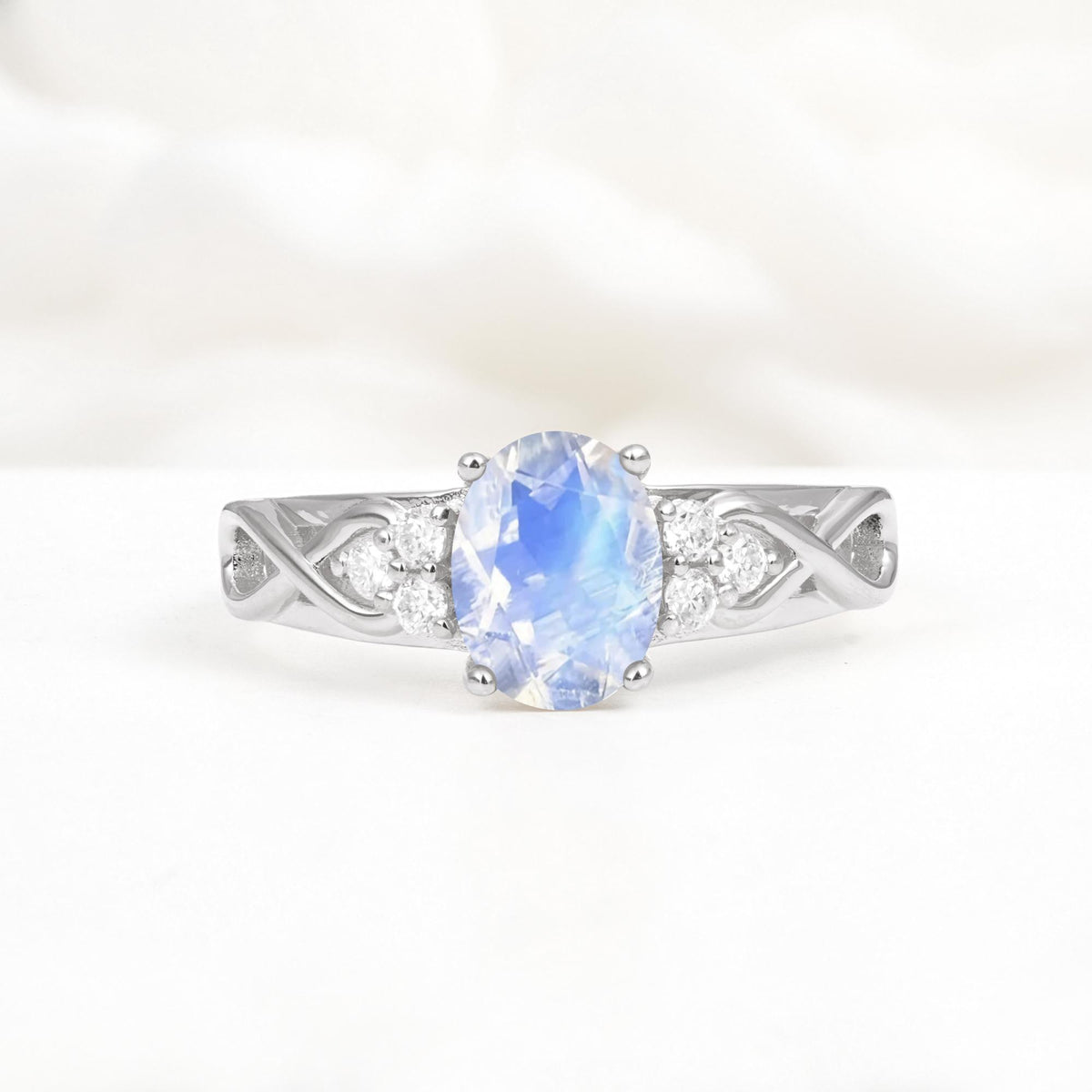 Oval Cut Moonstone Infinity Engagement Ring - Additional view