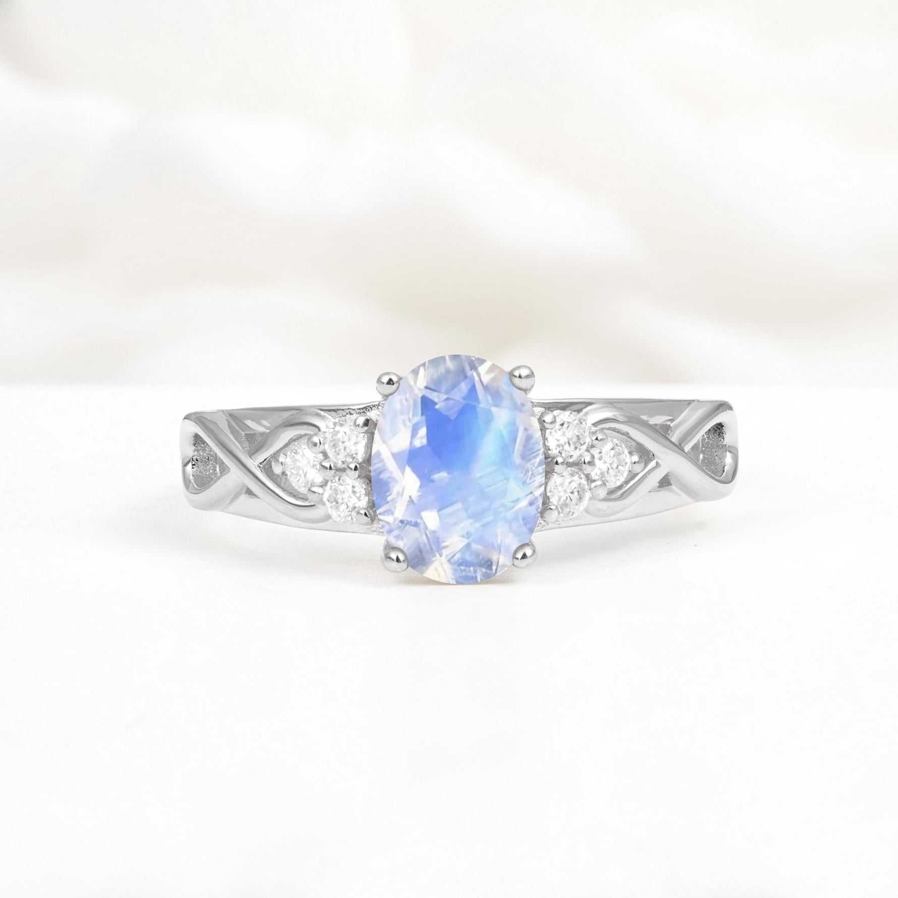 Oval Cut Moonstone Infinity Engagement Ring - Additional view