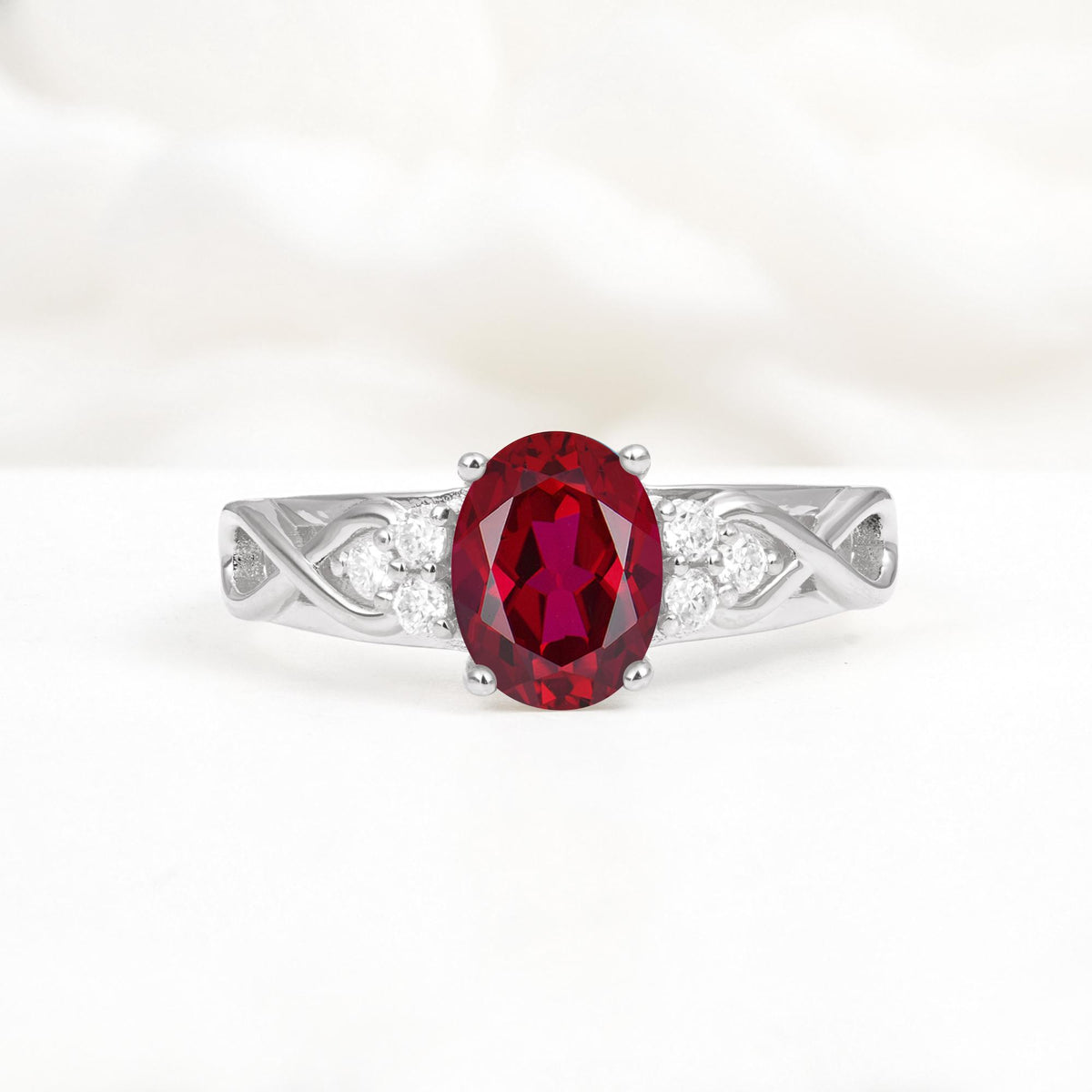 Oval Cut Ruby Infinity Engagement Ring - Additional view