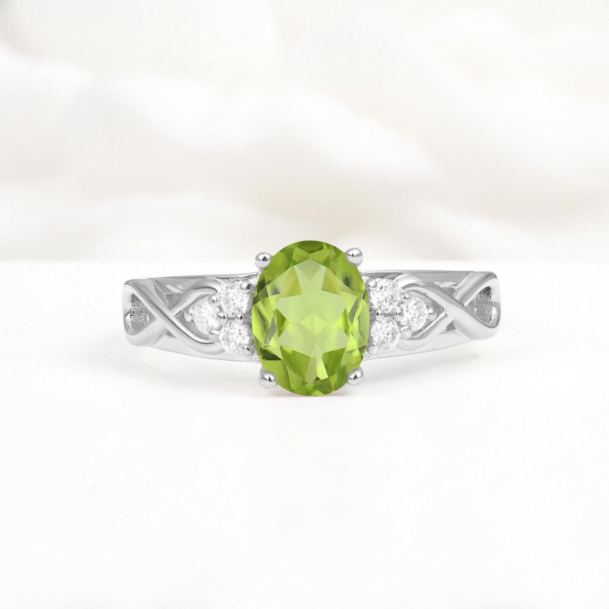 Oval Cut Peridot Infinity Engagement Ring - Additional view
