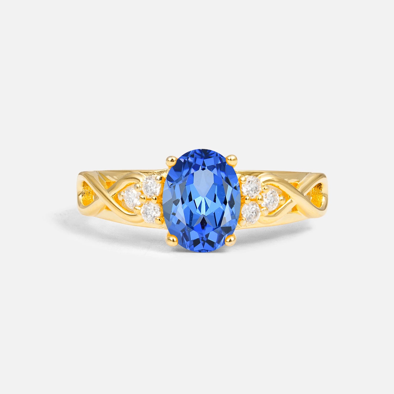 Oval Cut Sapphire Infinity Engagement Ring